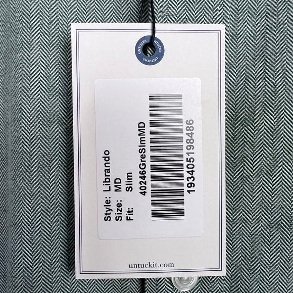 UNTUCKit Librando Cotton Button Down Shirt Slim Fit in Green Men's Size Medium - Picture 13 of 16